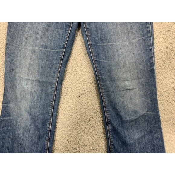 J. JILL Authentic Slim Boot Cut Denim Blue Jeans Stretch Size 8 Distressed Knees - Picture 2 of 11